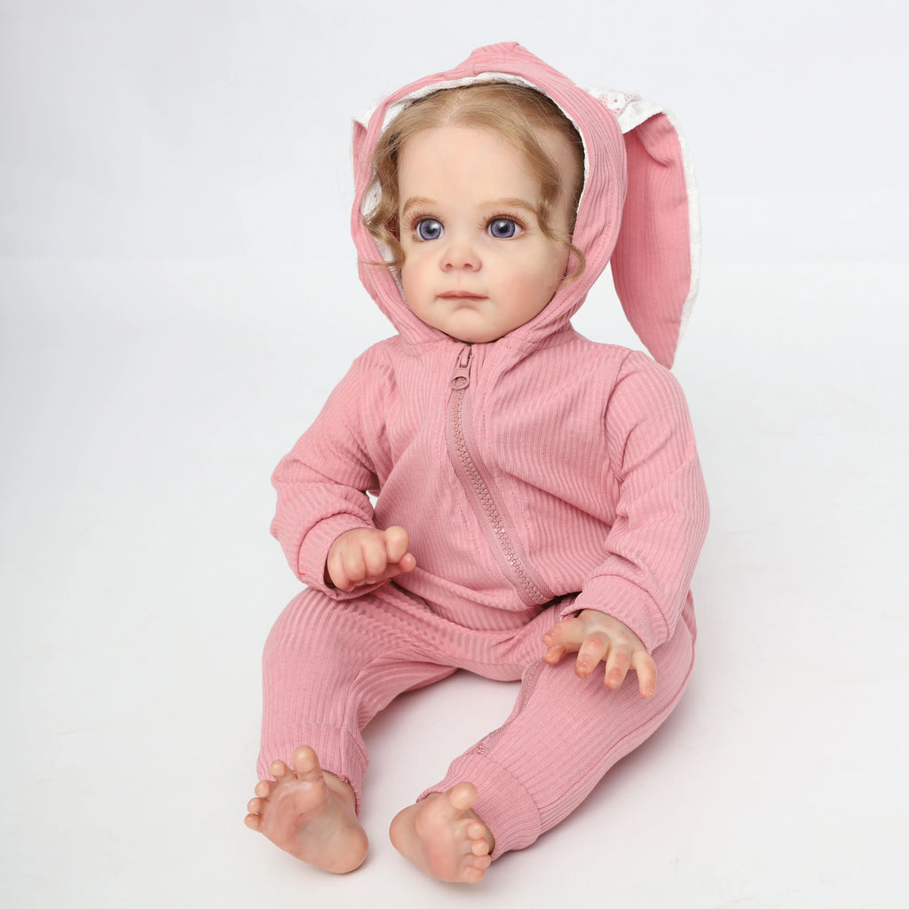 22 Inch Realistic Reborn Baby Girl Doll, Lifelike Silicone Doll Reborn Toddler Doll Baby Toy Gift for Kids & Collectors