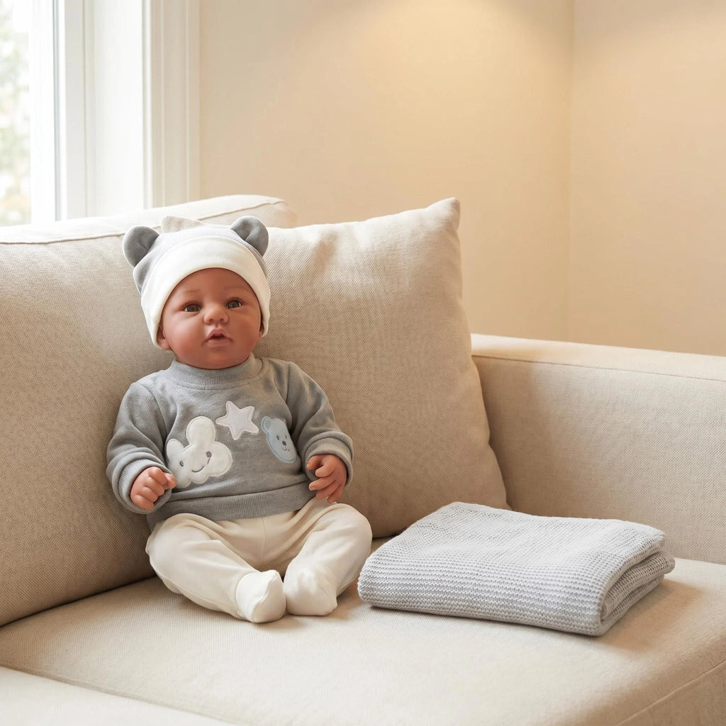 NPK 19inch Abigail Brown Skin Tone Soft Body Doll Lifelike Reborn Baby Doll With Hand Draw Hair